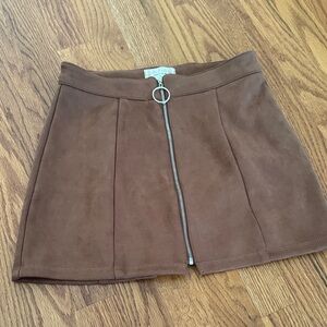 Altar'd State Tan A-Line Skirt with Ring Zipper